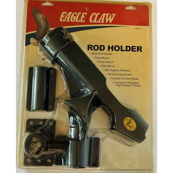 Eagle Claw ABRH3PC Boat Rod Holder w/3 Adaptors 360 Rotate & Vertical Adjustment - Picture 1 of 4